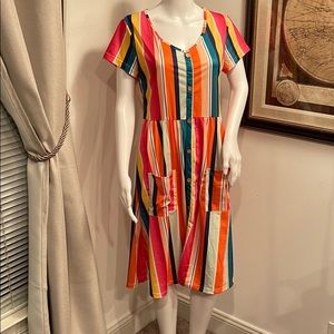 OUGES STRIPPED BUTTON DOWN DRESS SIZE LARGE
